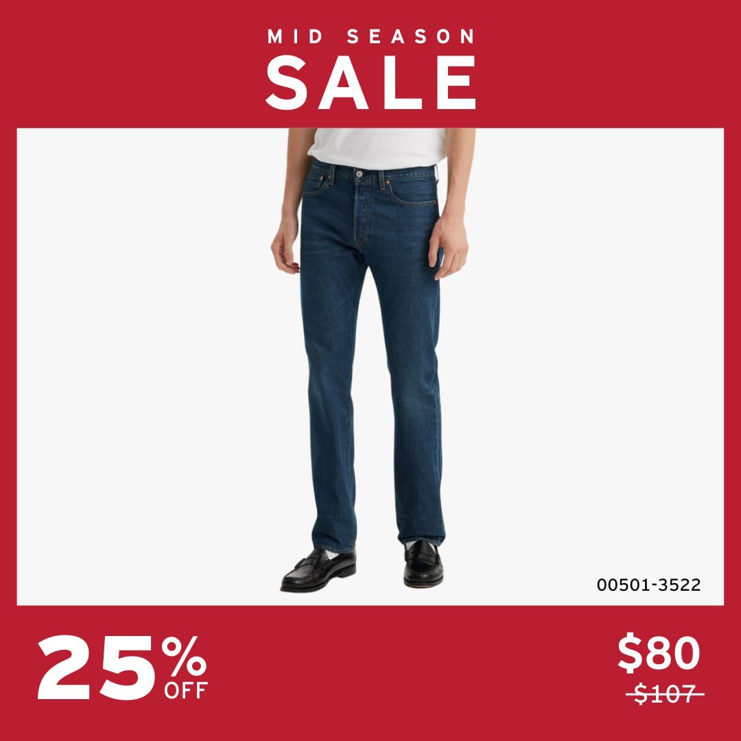 Levi's 季中大促最高五折优惠