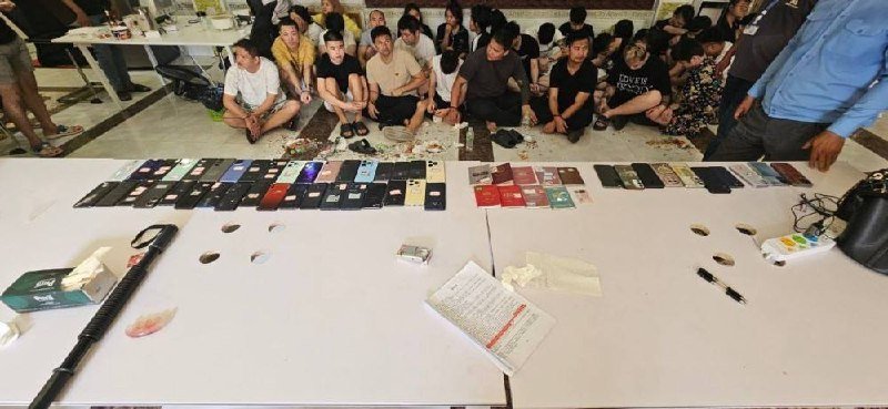 西哈努克省当局打击3处网络诈骗窝点并拘捕45名外籍人员