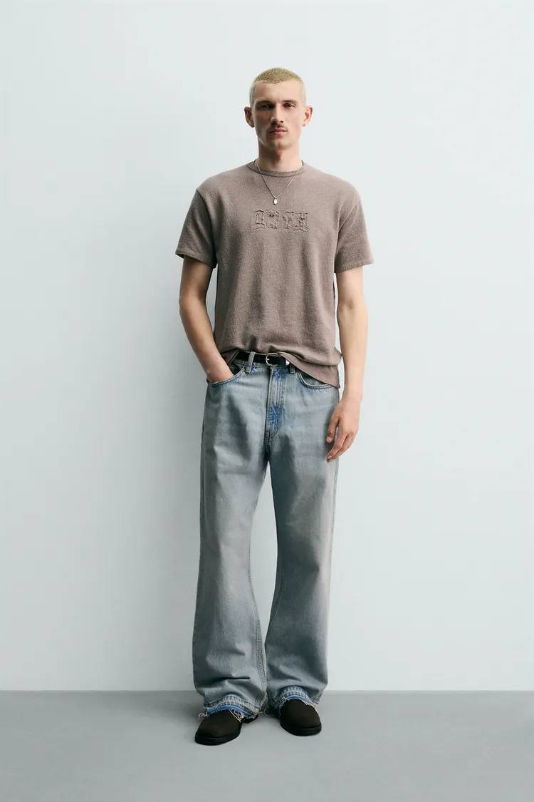 Zara 水洗补丁针织T恤
