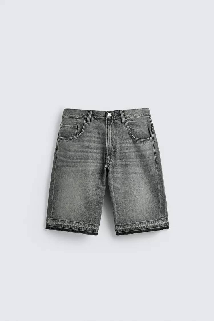 Zara 宽松版型牛仔百慕大短裤