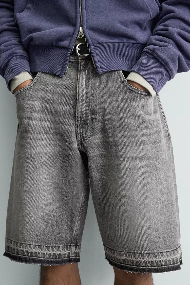 Zara 宽松版型牛仔百慕大短裤