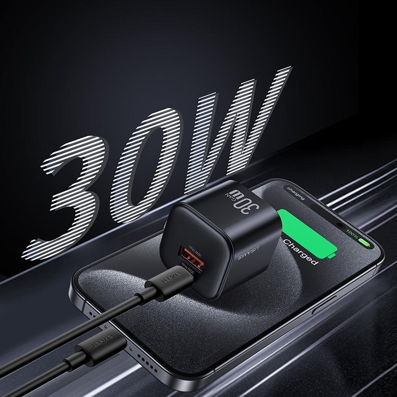 USAMS 30W GaN A+C 迷你快充充电器