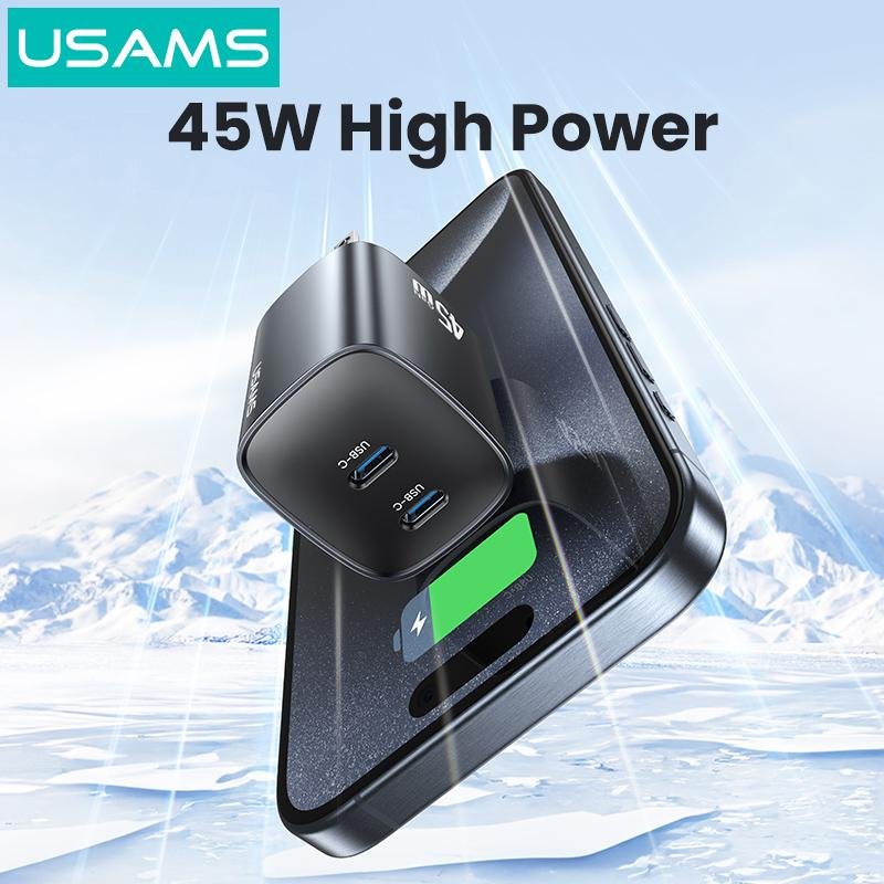 USAMS 45W GaN 双口快充充电器