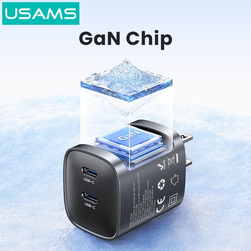 USAMS 45W GaN 双口快充充电器