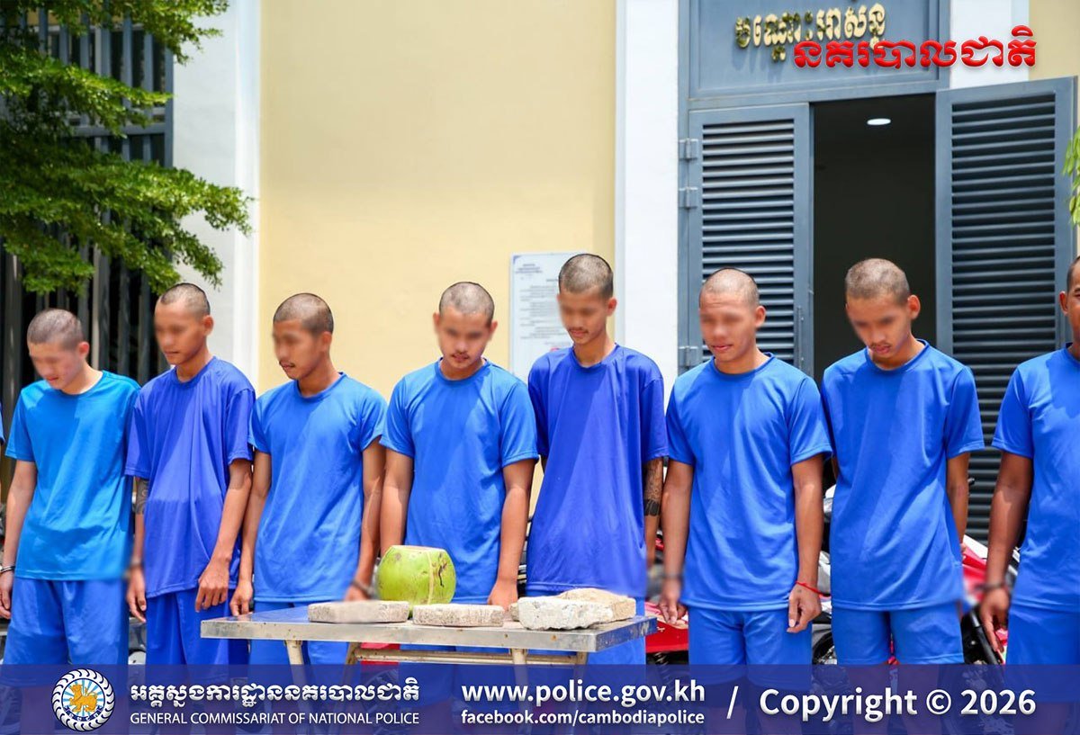金边警方严厉打击:11名滋事青年因打砸车辆被移送法办