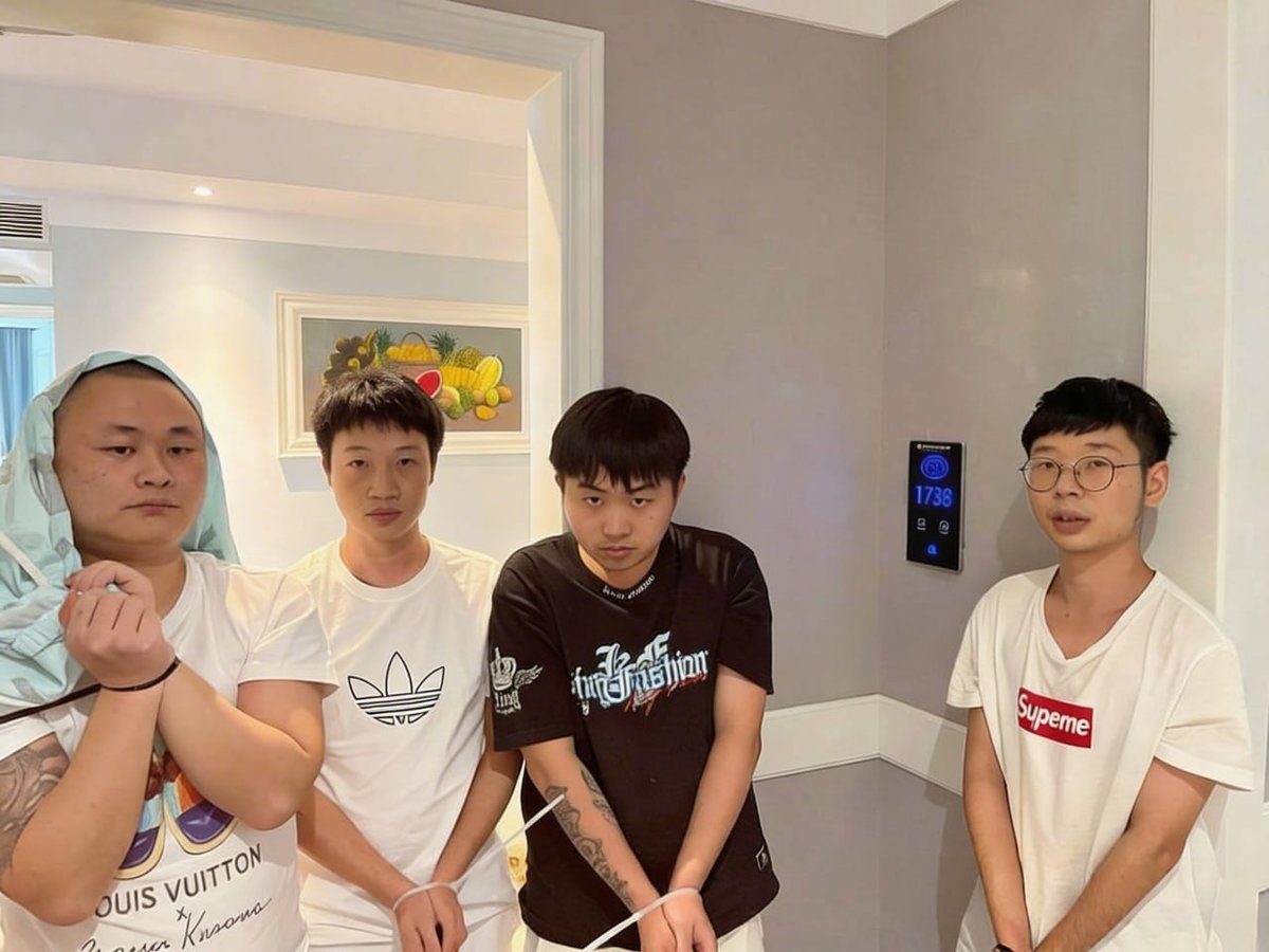 金边警方在隆边区温德姆酒店开展打击网络诈骗行动