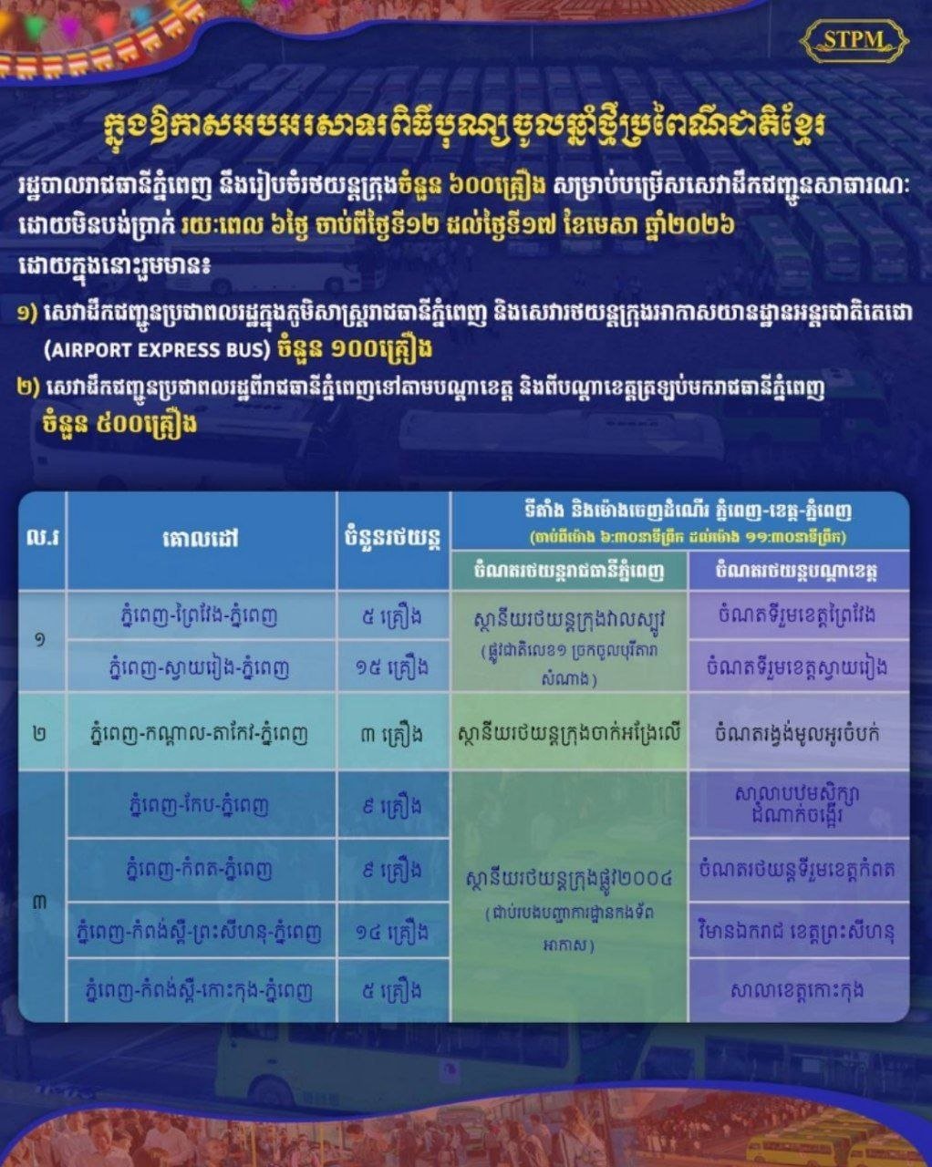 2026年柬新年金边公交免费乘车活动