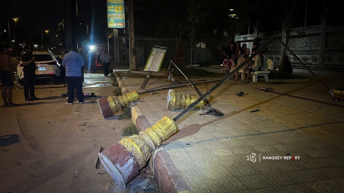 金边铁桥头区国道发生严重车祸 豪车超速致一人死亡