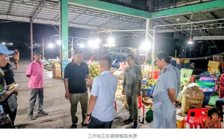 马德望市普贝市场榴莲来源遭核查 执法部门深夜突击