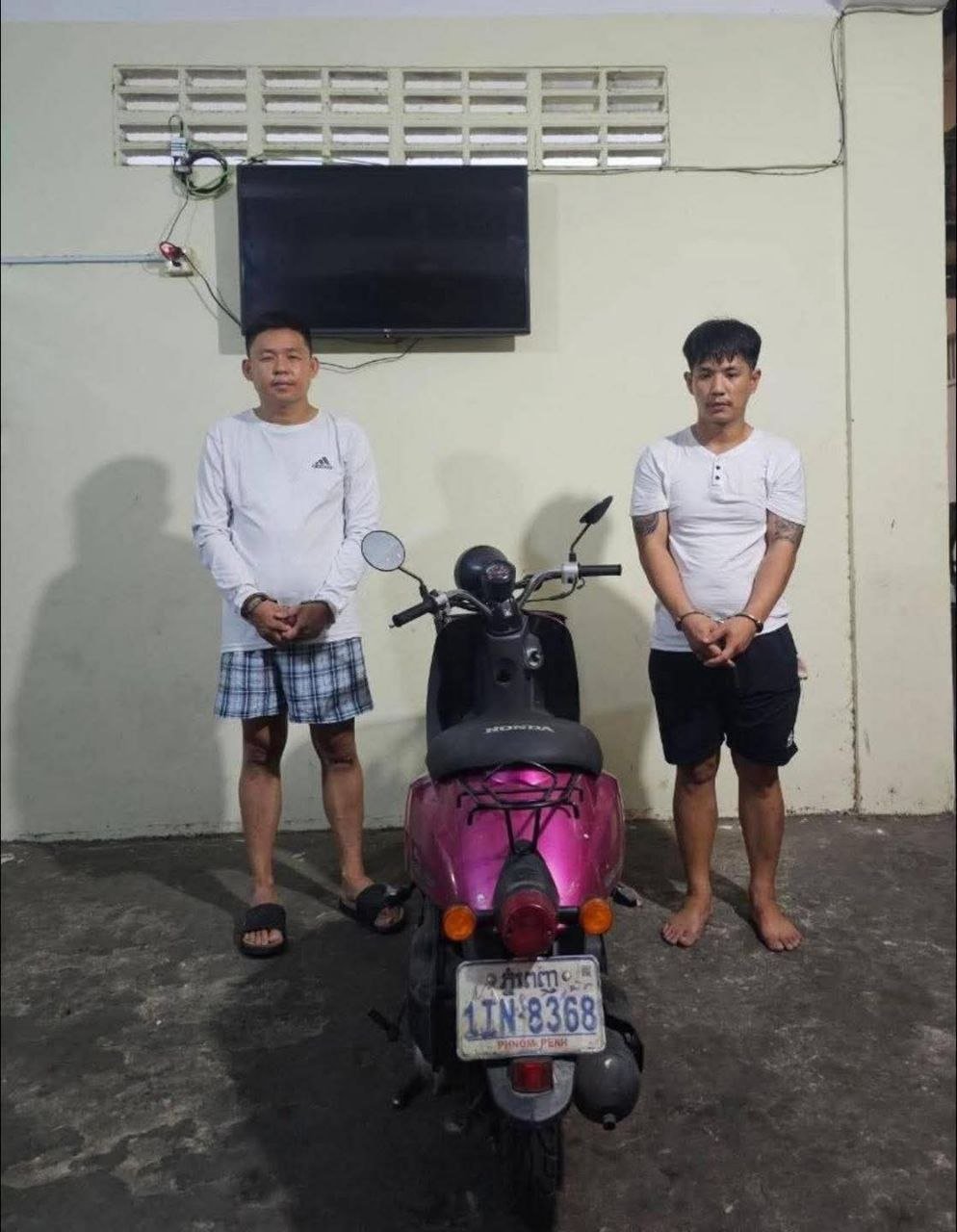 金边7区环卫工摩托车被盗案告破 2名嫌疑人落网