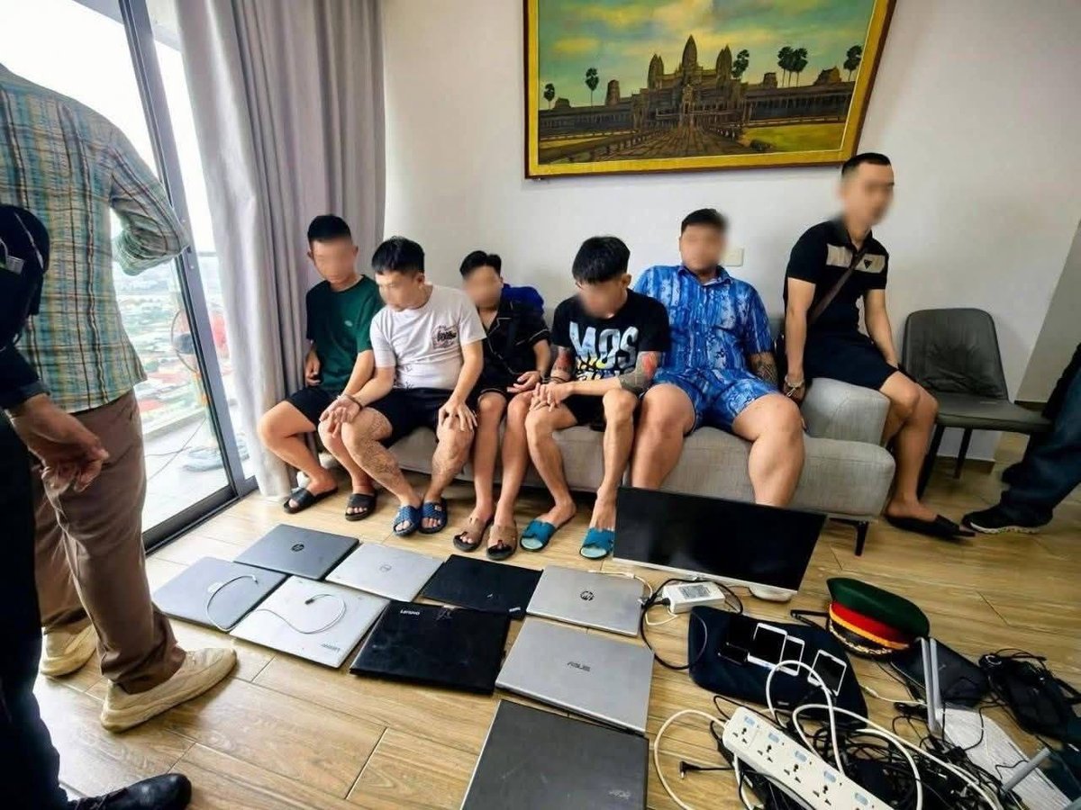 金边水净华区摩根公寓突袭 查获多名外籍诈骗嫌疑人