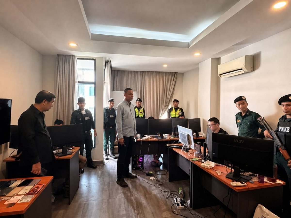 金边玛卡拉区破获电诈窝点 6名台湾籍嫌犯被捕