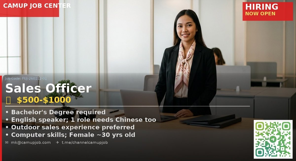 金边旅游公司急招销售主管及专员 月薪$400-1000