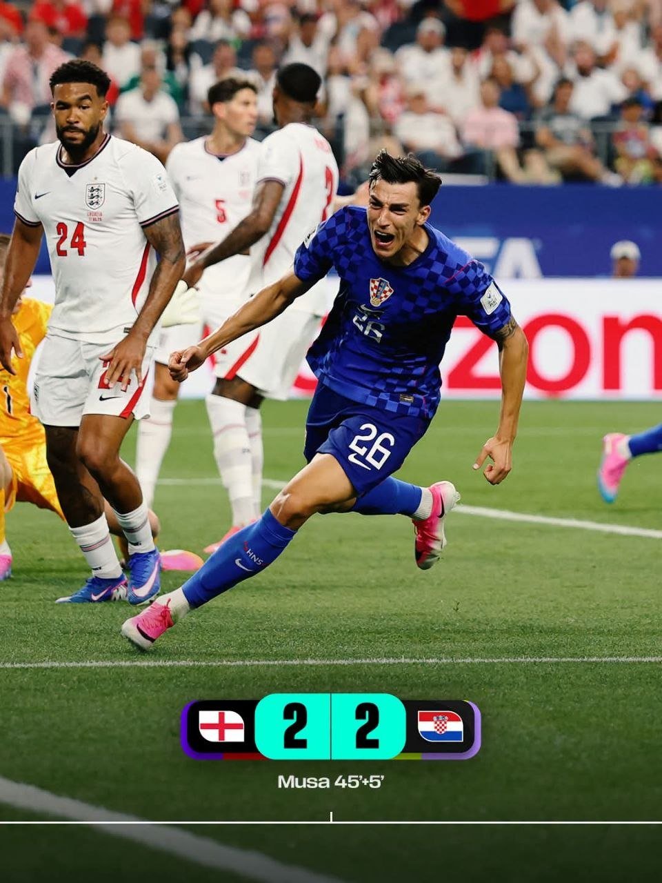 2026年世界杯英格兰4比2胜克罗地亚 达拉斯体育场开赛