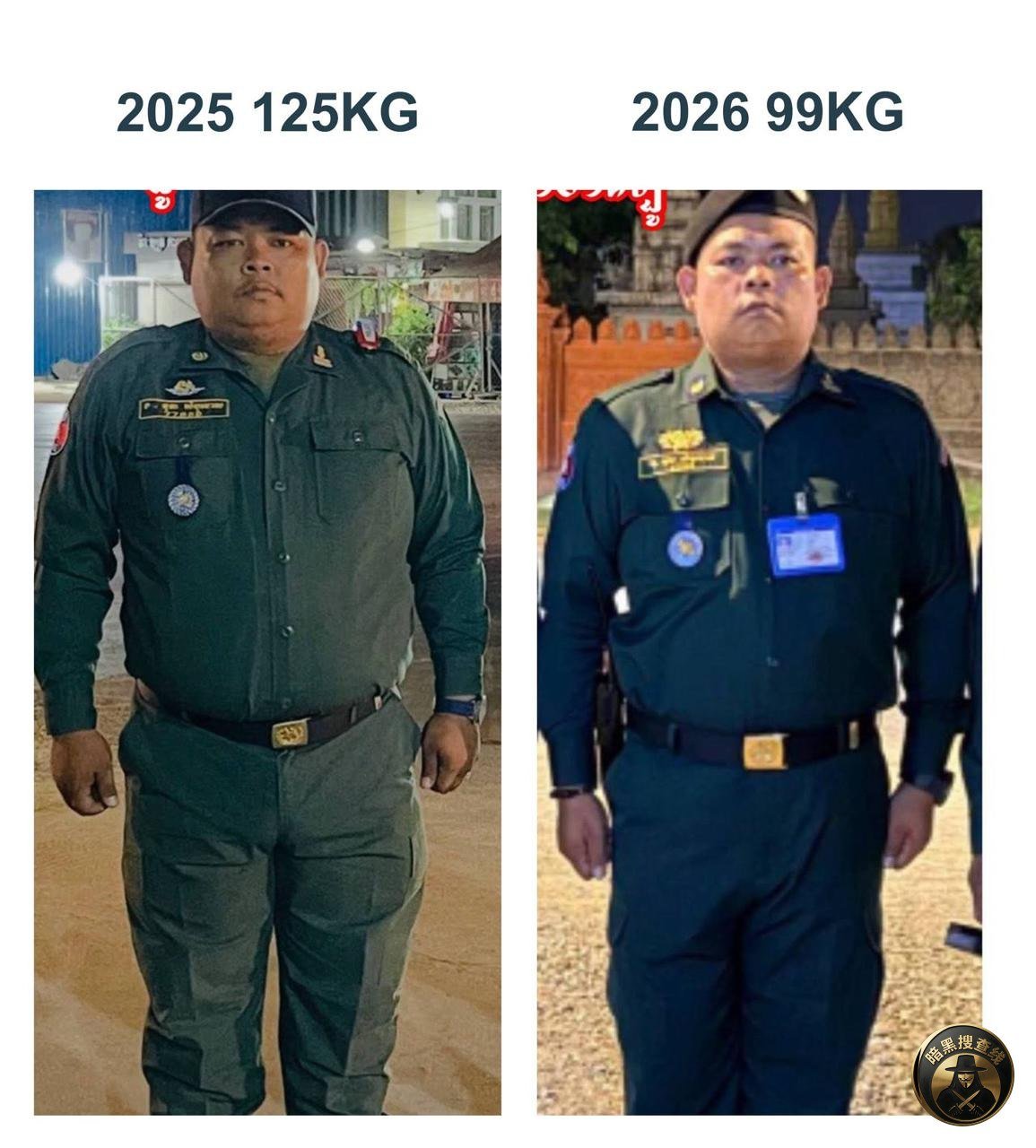 金边贡武区警局10名警员完成强制健身减肥计划