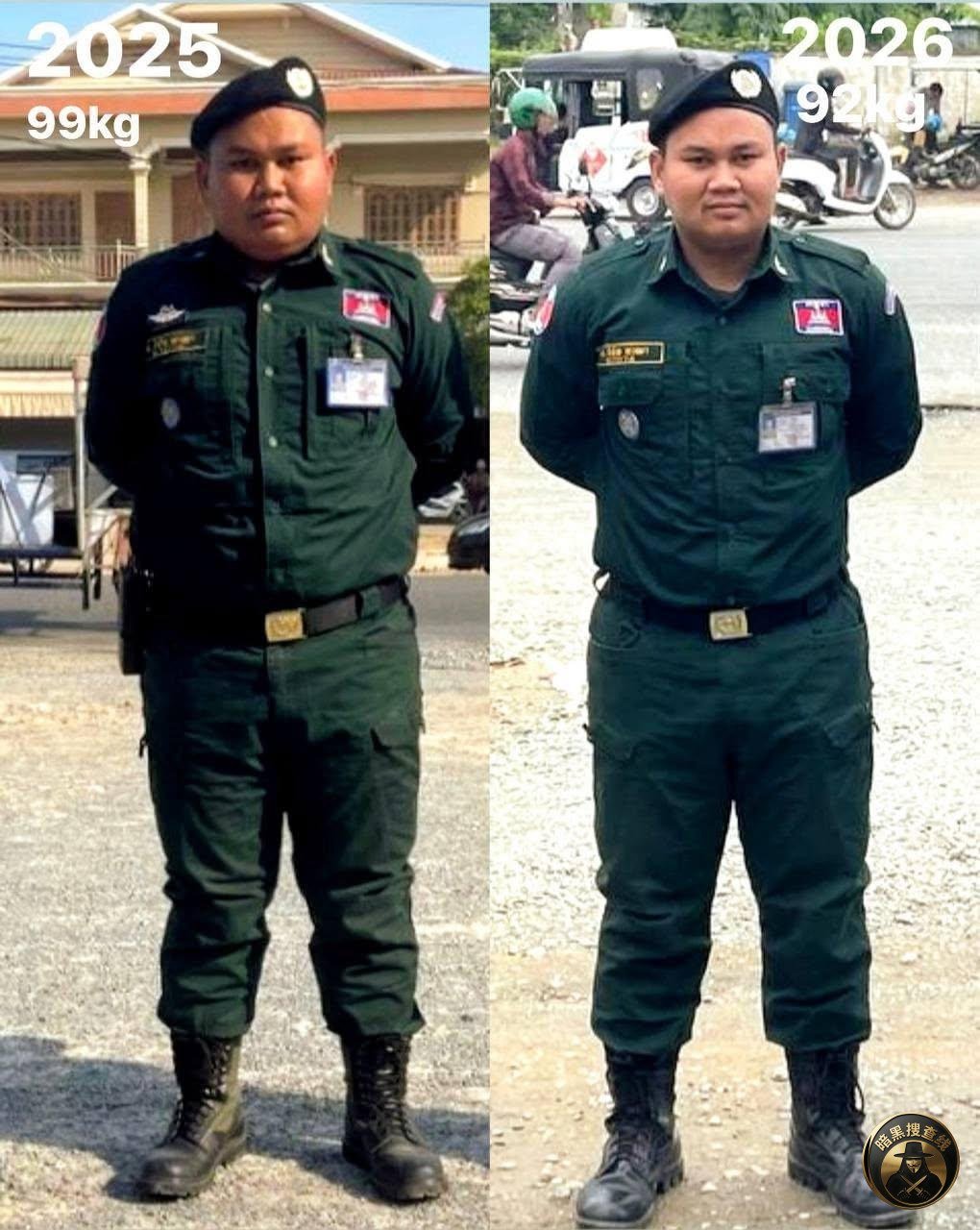 金边贡武区警局10名警员完成强制健身减肥计划