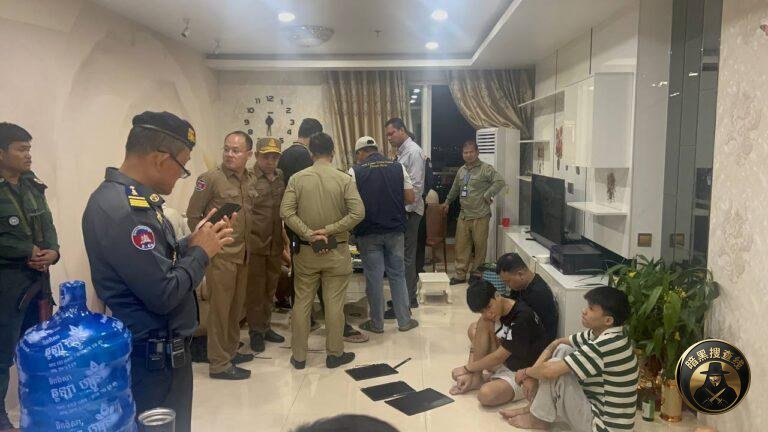 金边玛卡拉区突袭公寓 抓获6名销毁证据越南籍嫌犯