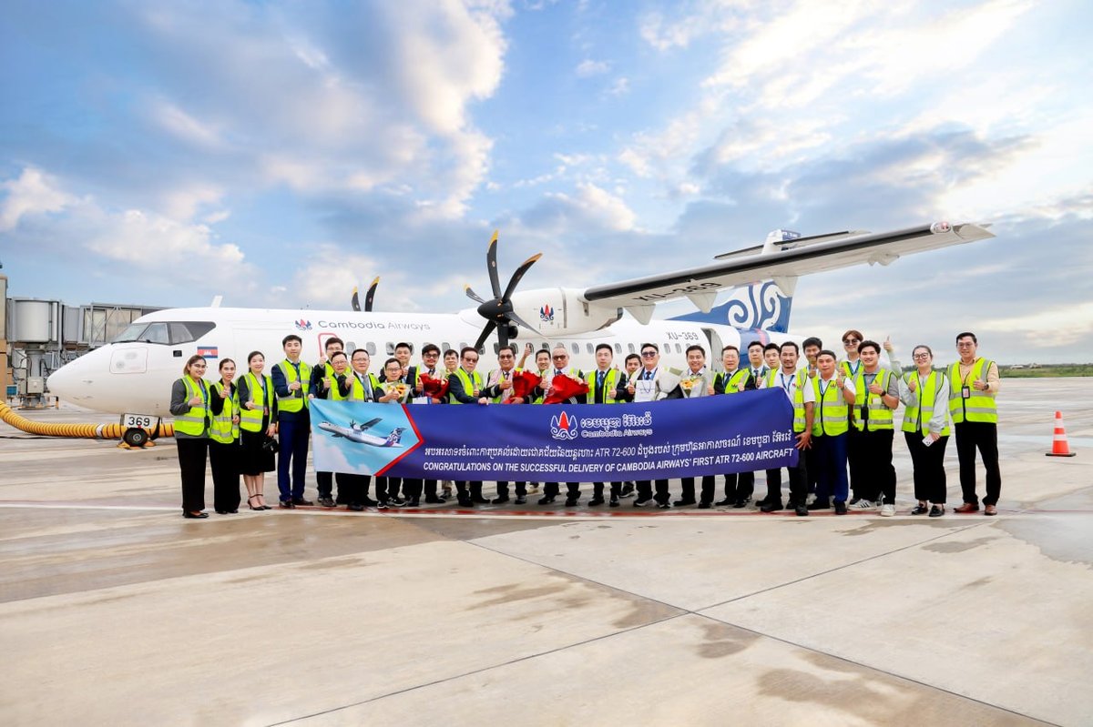 柬埔寨航空新购ATR 72-600客机 顺利抵达德崇国际机场