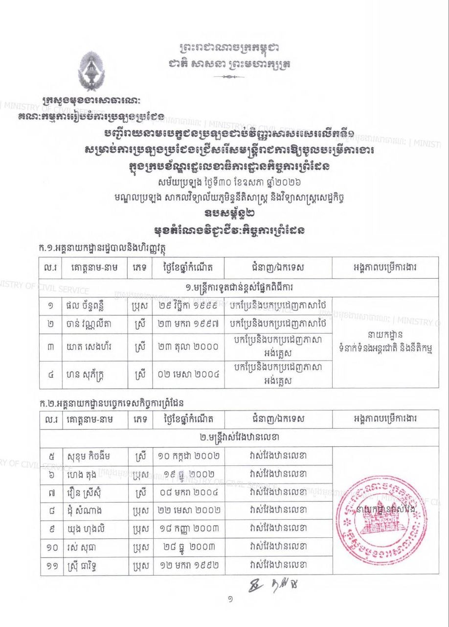 边境事务国务秘书处公务员笔试结果出炉 进入面试阶段