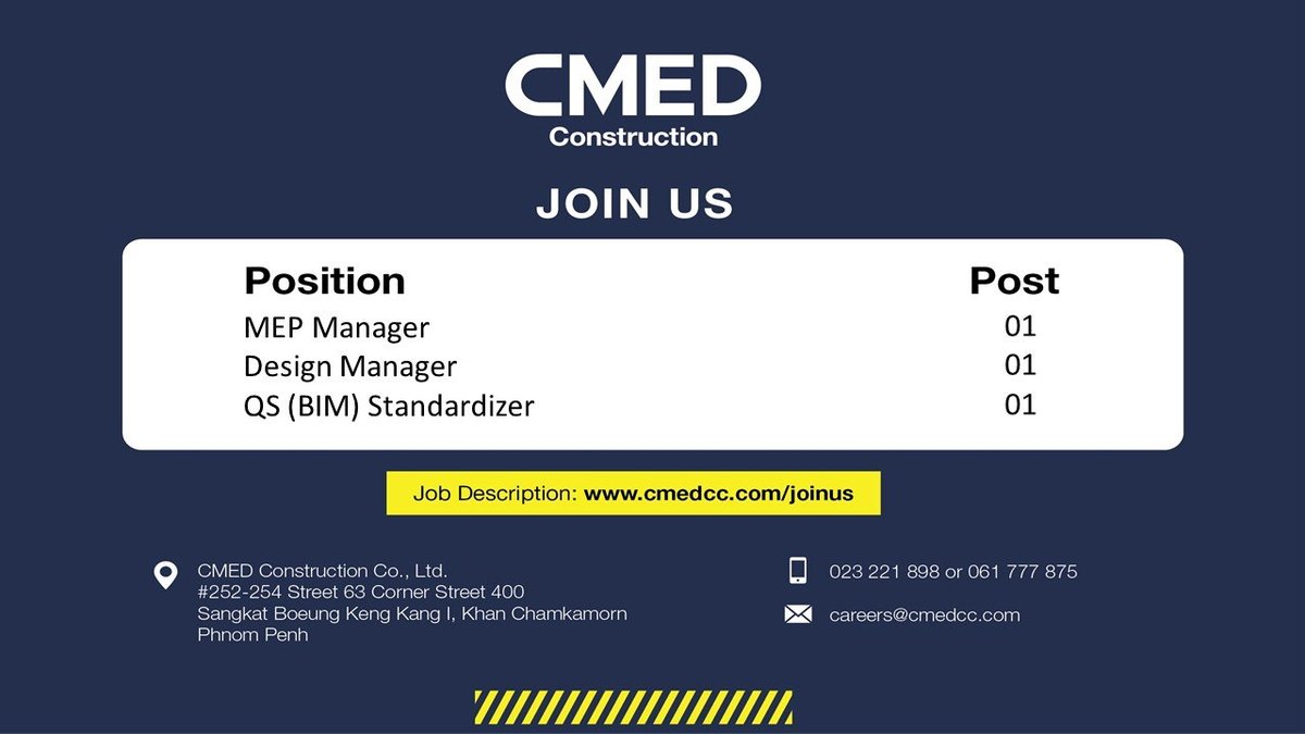 CMED建筑公司急招MEP经理及设计经理等管理岗