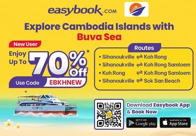 Easybook平台柬埔寨境内车票最高7折 注册即送$3