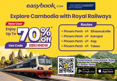 Easybook平台柬埔寨境内车票最高7折 注册即送$3