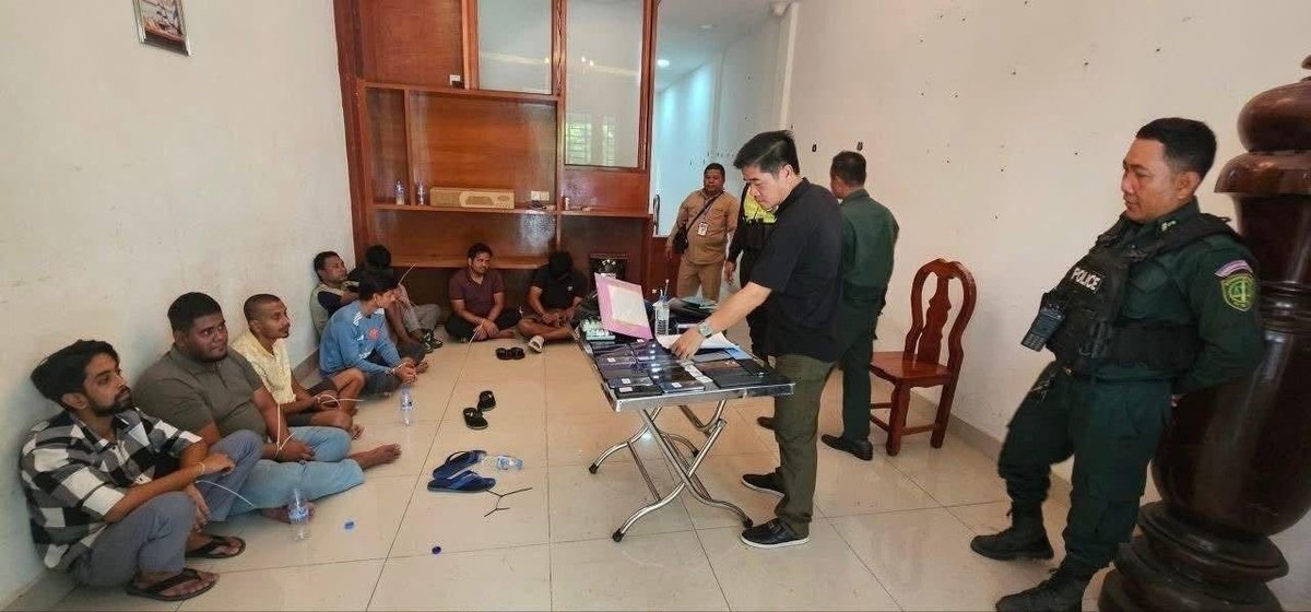 金边贡武区突击清查电诈窝点 14名孟加拉籍嫌犯落网