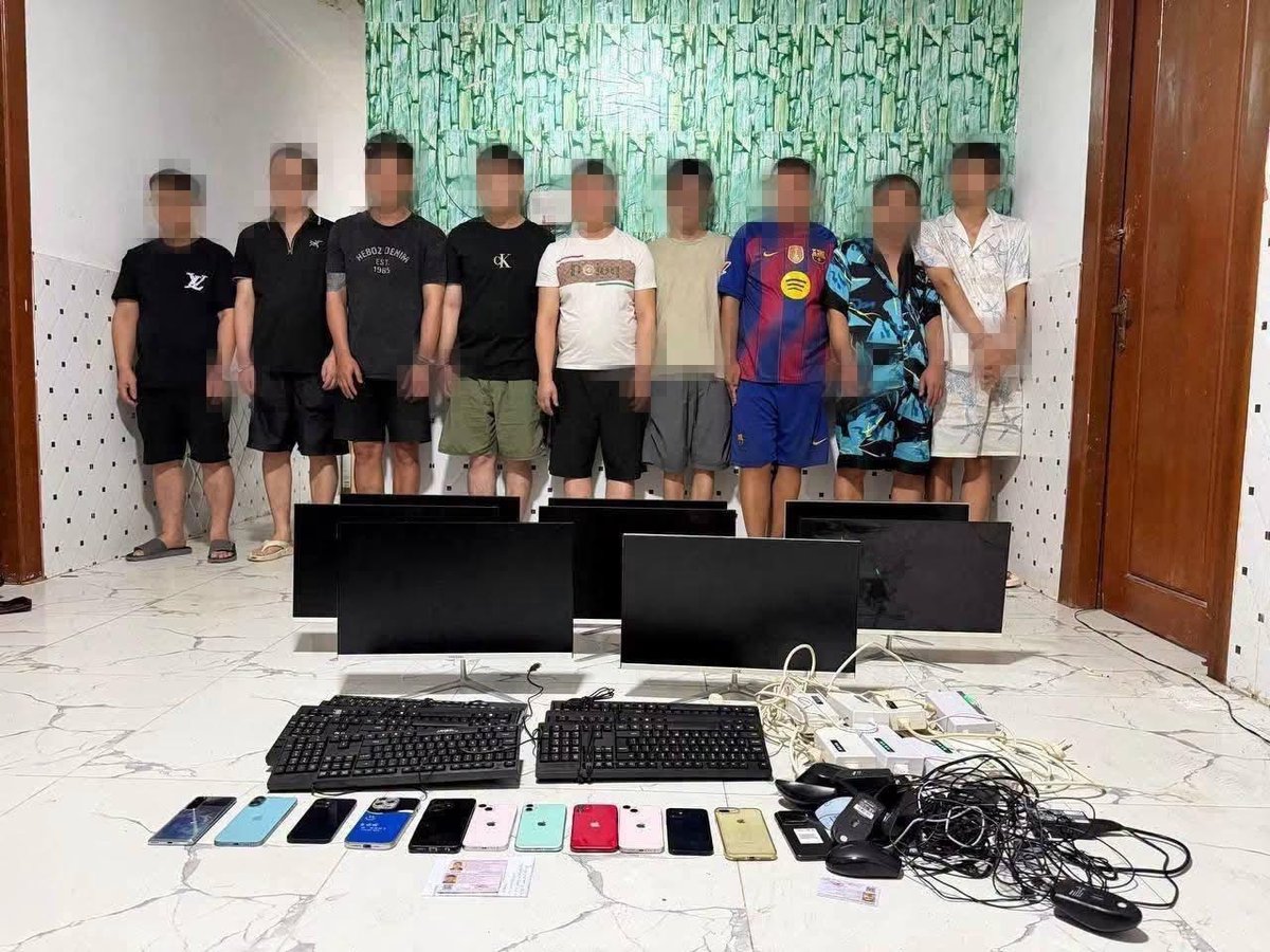 西港宪兵突袭网诈据点 抓获9名中缅籍嫌疑人