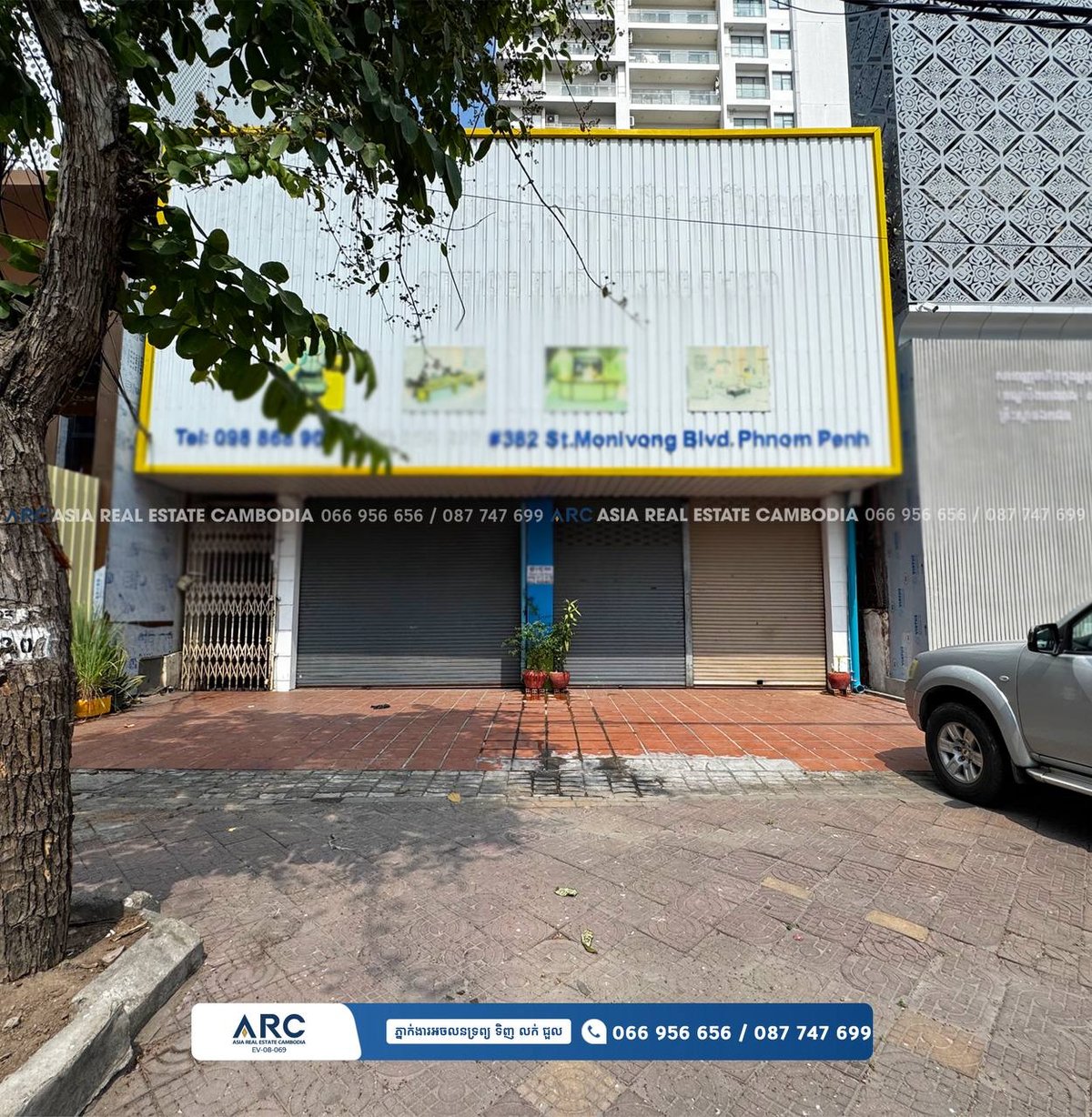 金边BKK1主干道临街商铺招租,房屋面积10m x 20m,