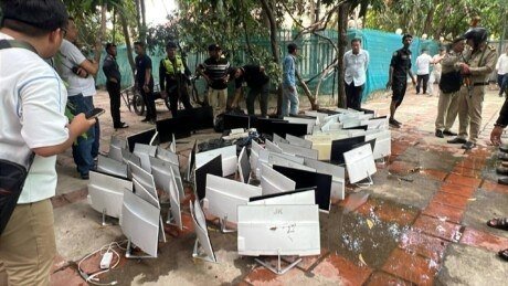 金边波森切区捣毁诈骗窝点 警方打捞证据逮捕十余人