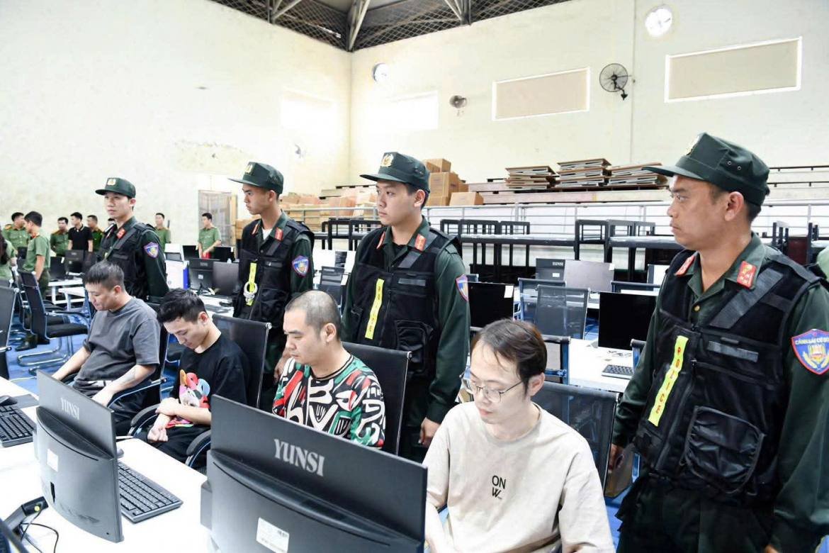 越南富寿警方破获跨国电诈团伙 抓获数十名中国籍人员