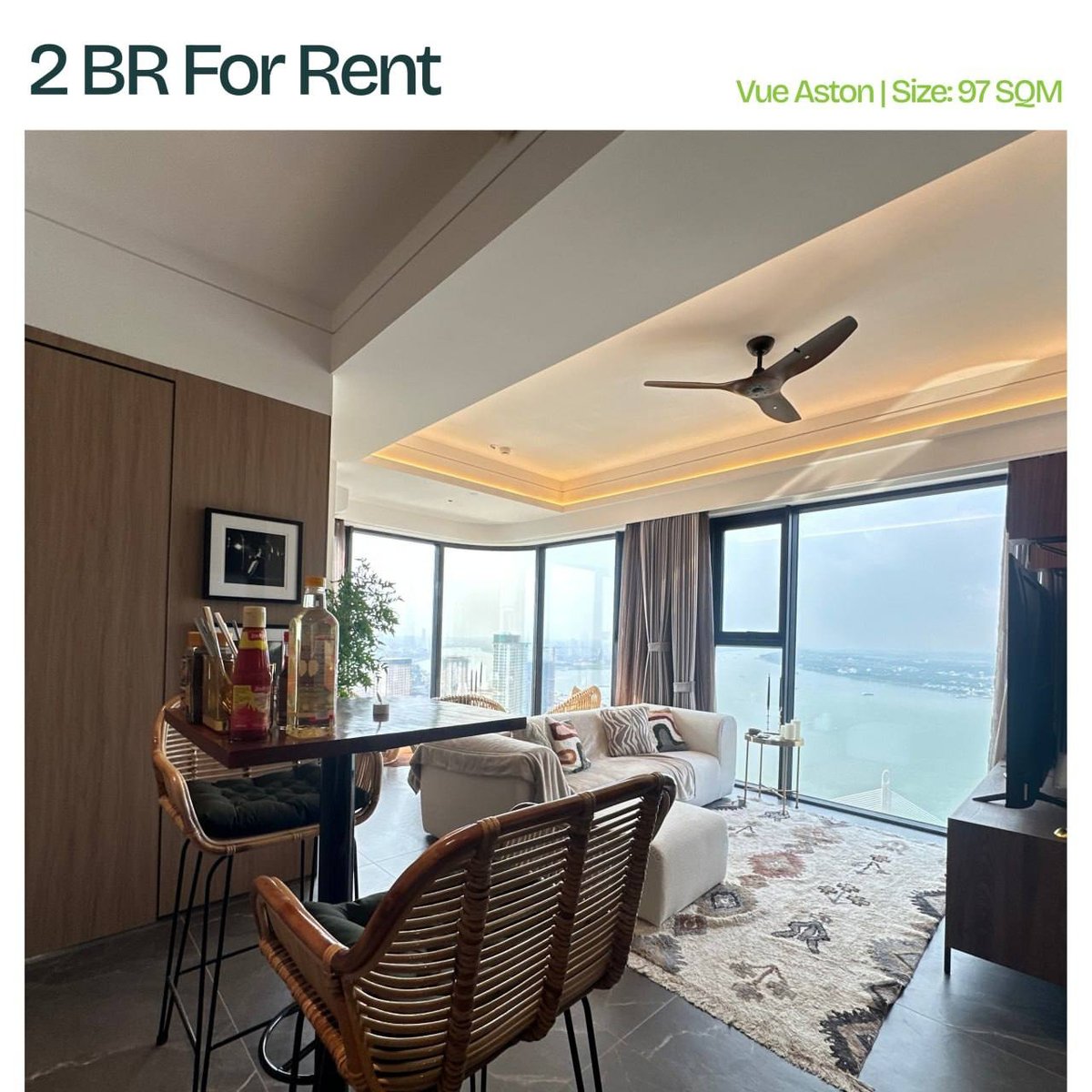 水净华Vue Aston两房公寓招租 月租$2200含物业W