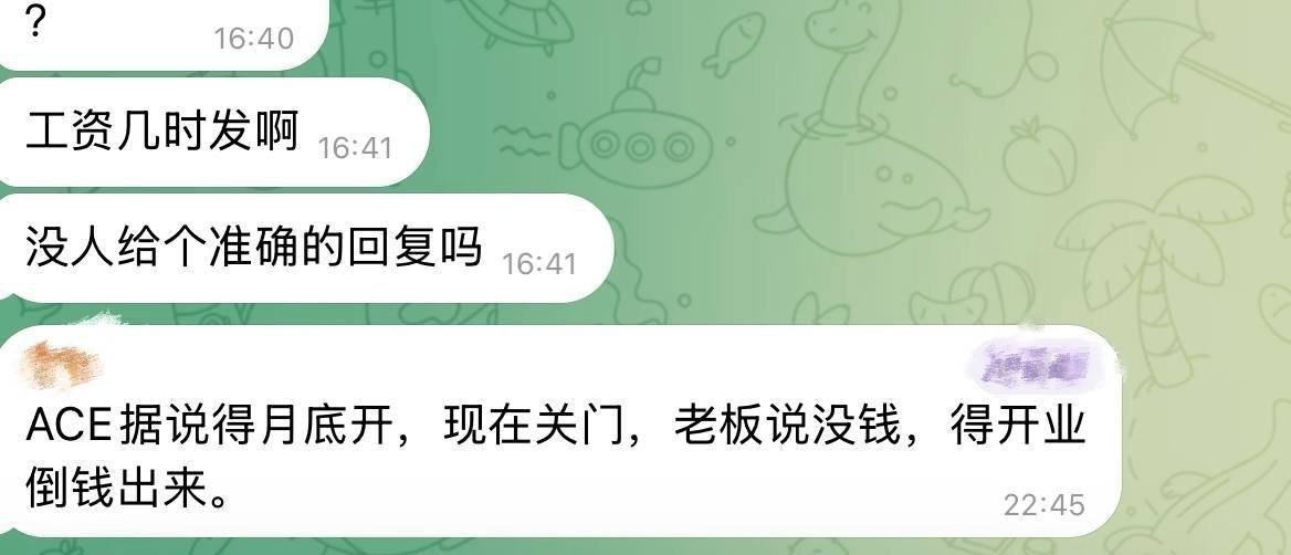 ACE公司因严重内斗停业 拖欠多部门员工薪资
