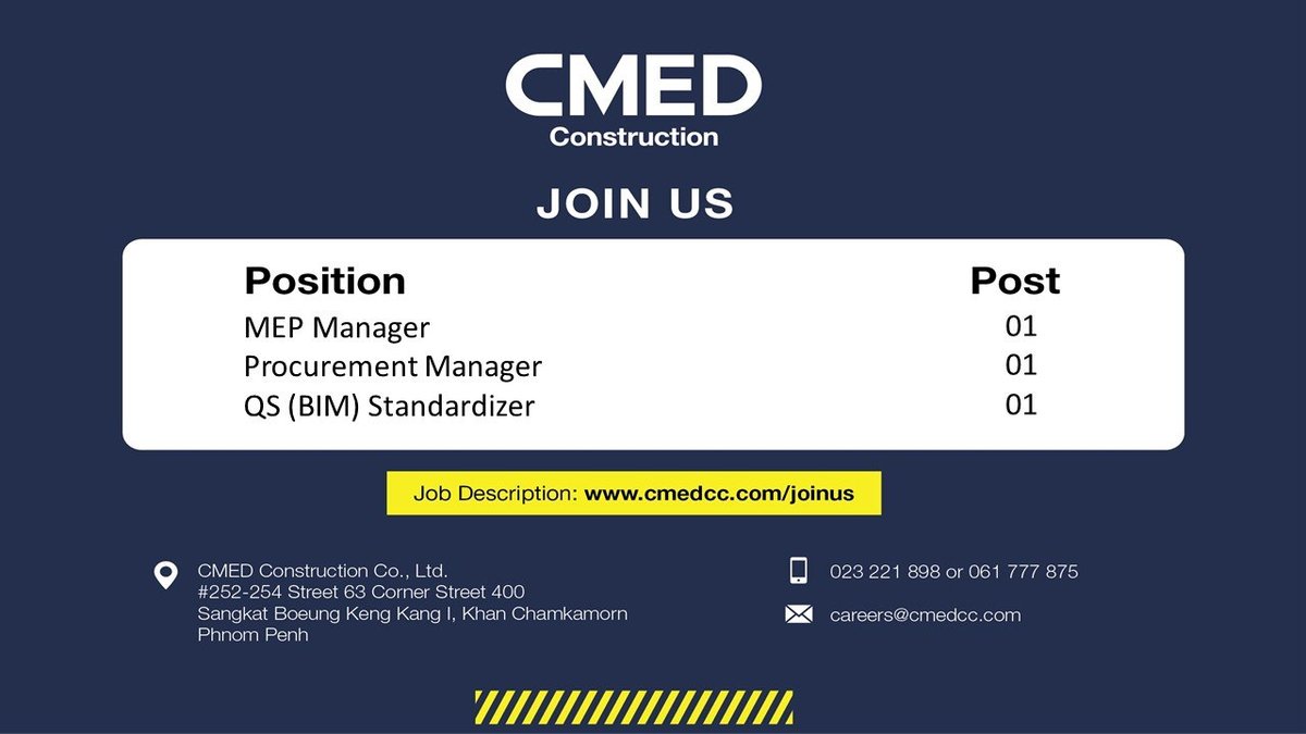 CMED建筑公司急招MEP经理及造价经理 提供专业发展平台