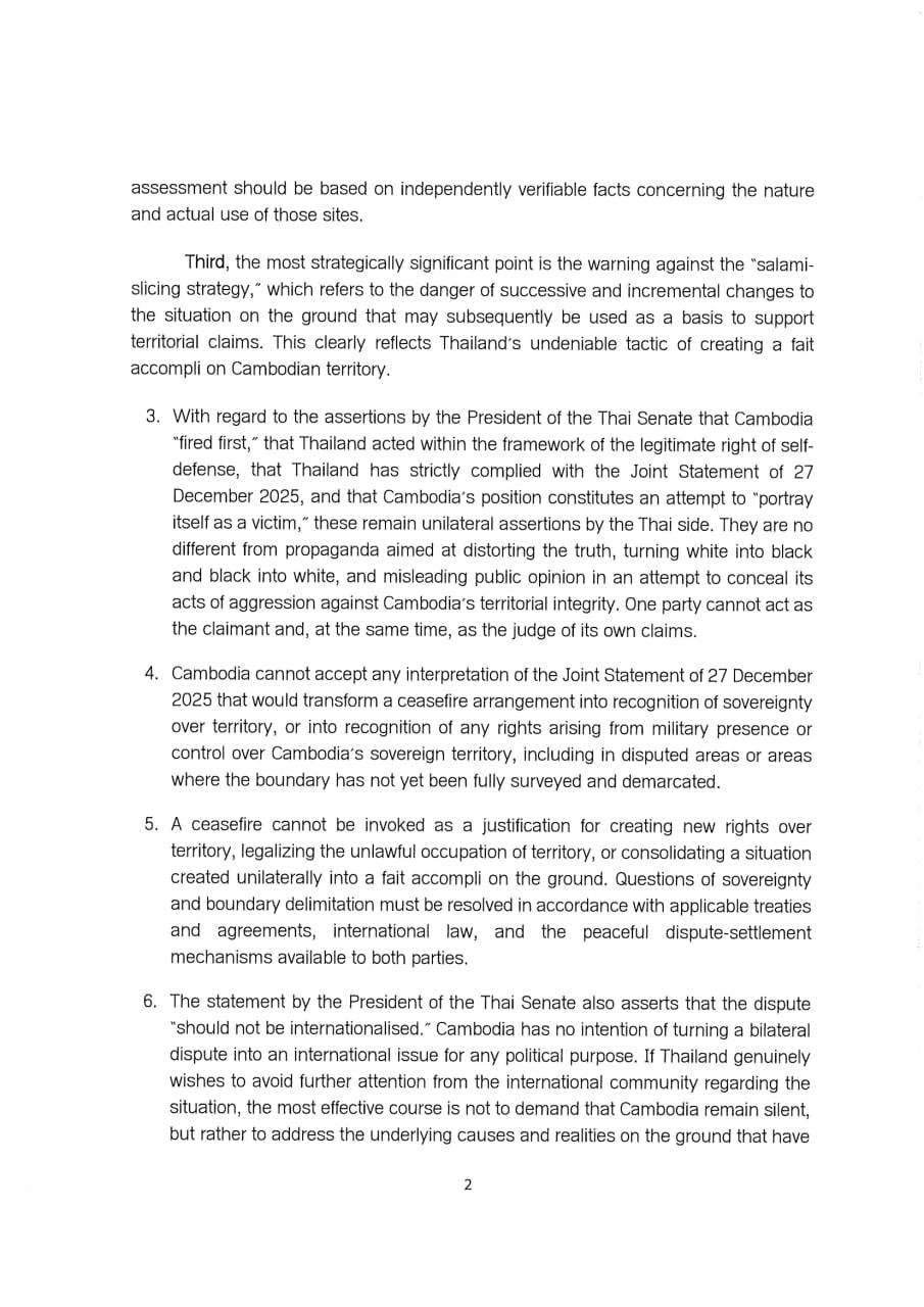 柬埔寨参议院发布正式声明 回应泰方针对洪森主席言论