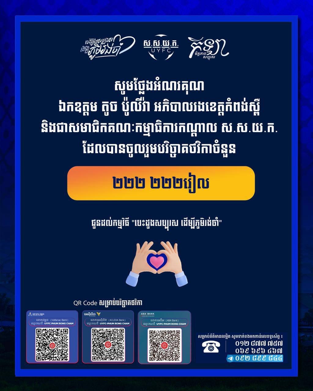 柬埔寨青年联合会开展慈善活动 助力社区扶贫