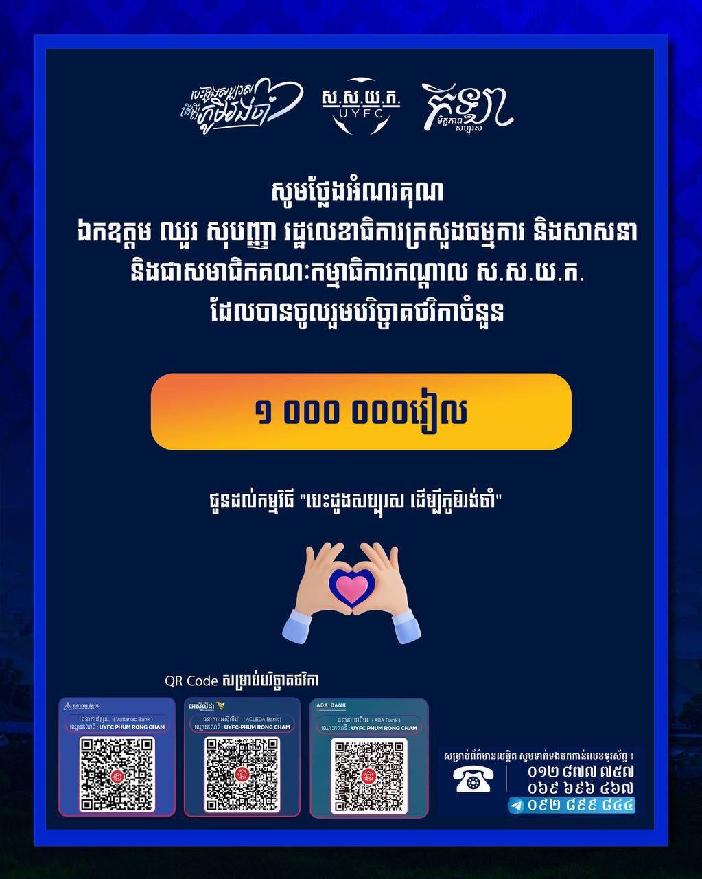 柬埔寨青年联合会开展慈善活动 助力社区扶贫
