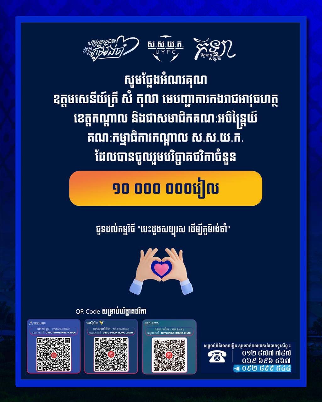 柬埔寨青年联合会开展慈善活动 助力社区扶贫