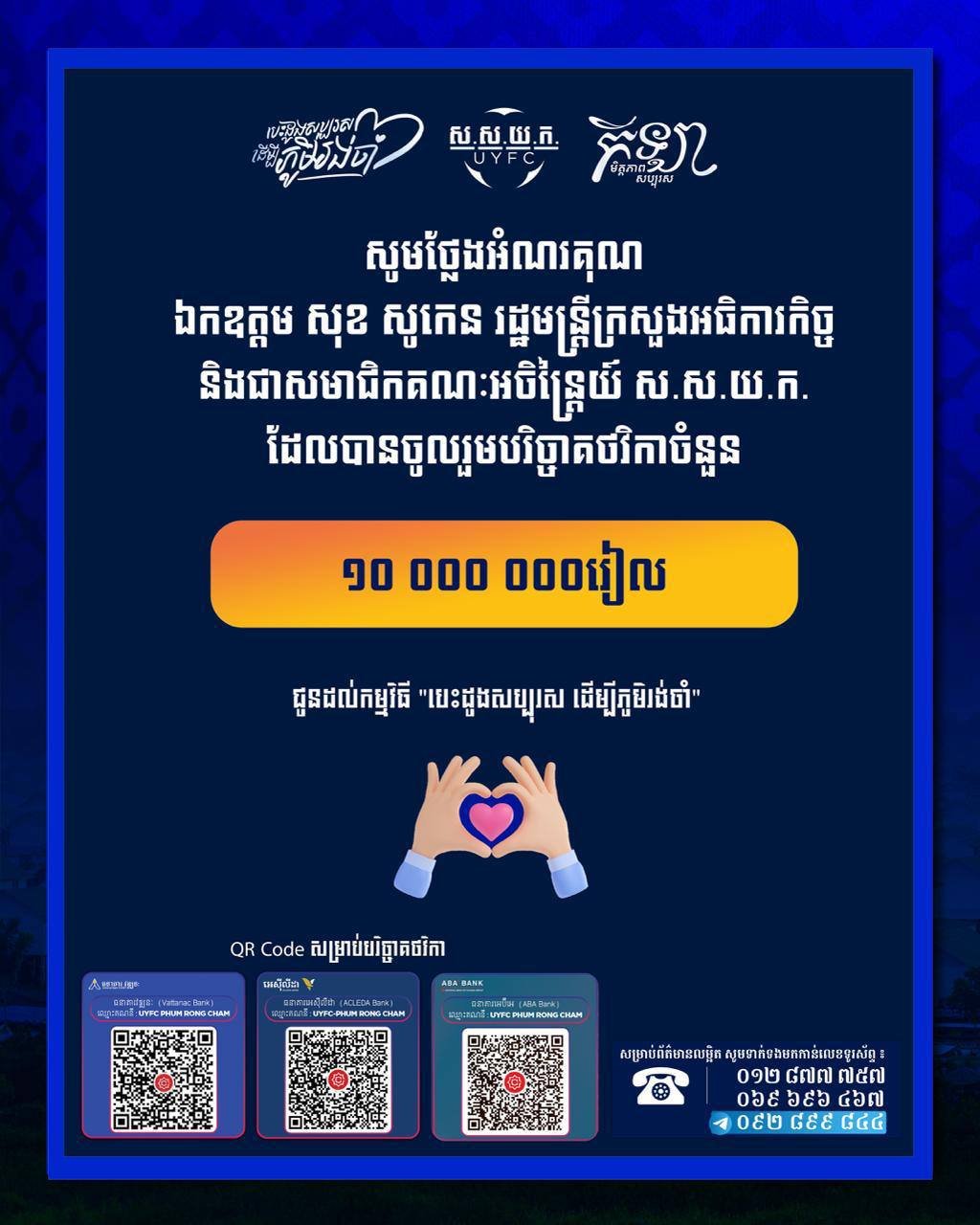 柬埔寨青年联合会开展慈善活动 助力社区扶贫