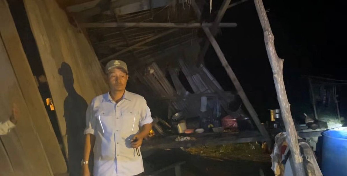 柏威夏省野生大象闯入民宅 摧毁房屋无人员伤亡