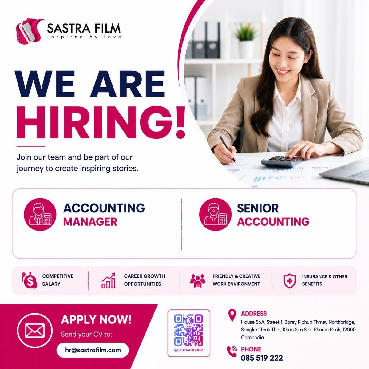 Sastra Film急招财务经理 负责财务运营与税务合规