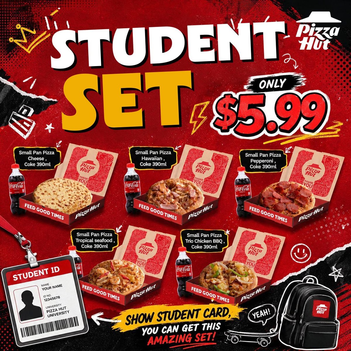 必胜客学生套餐仅$5.99 出示学生证即可享受