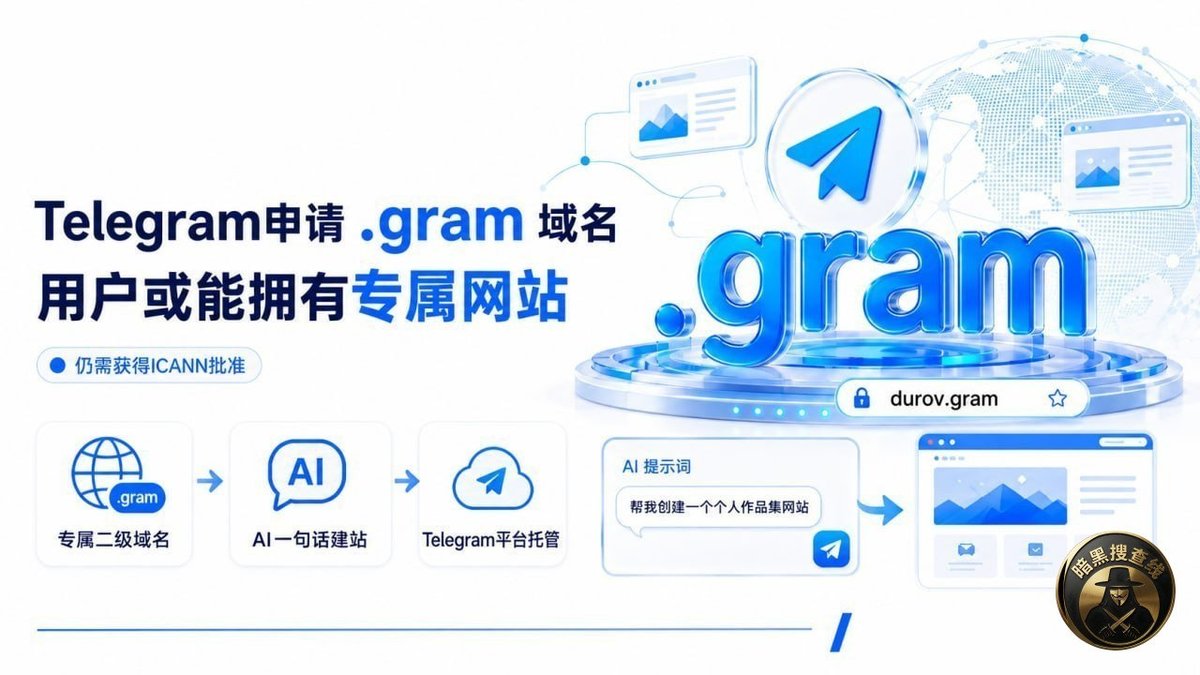 Telegram申请“.gram”顶级域名 拟推AI建站功能