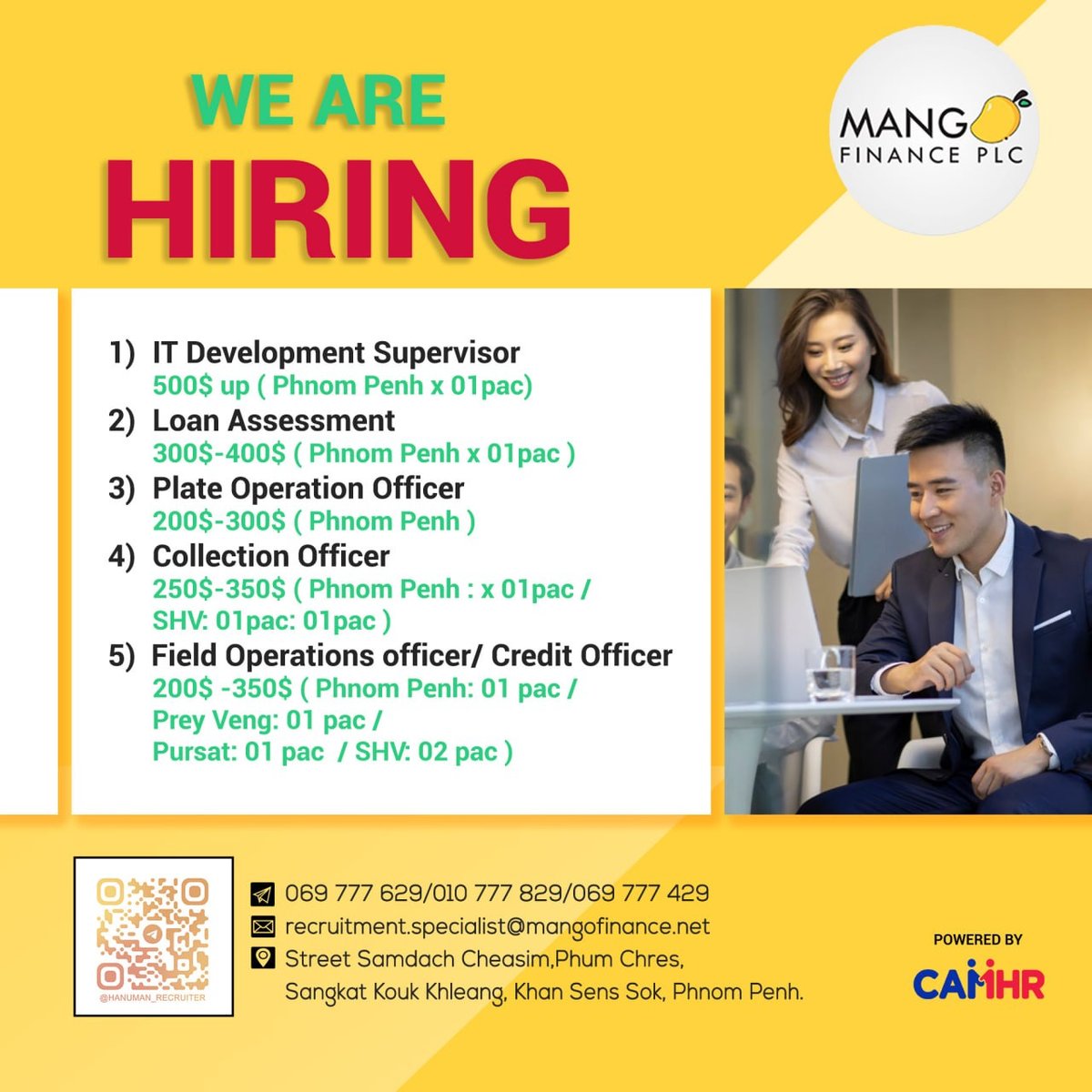 Mango Finance急招IT及信贷专员 月薪$200-