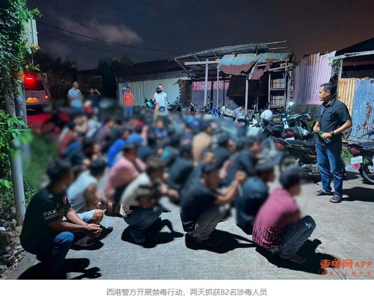西港禁毒行动两天抓获82人 含2名外国人