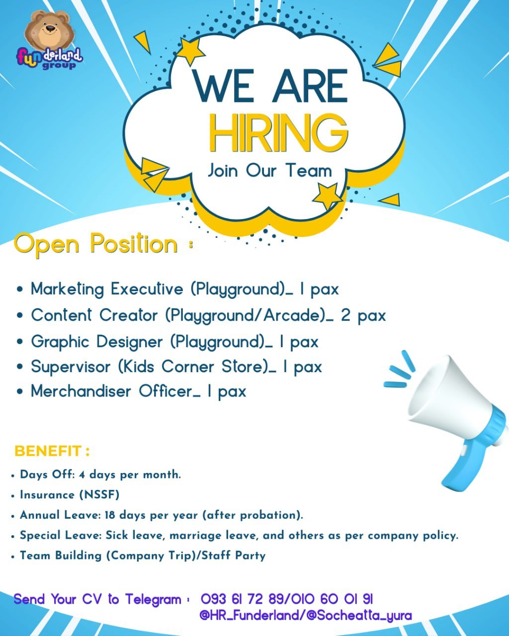 Funderland Group招聘市场专员
