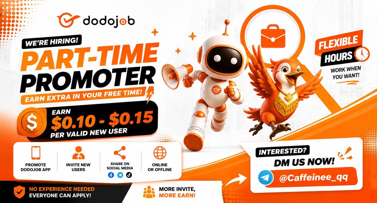 DodoJob招募兼职推广员 线上线下均可 计件结算