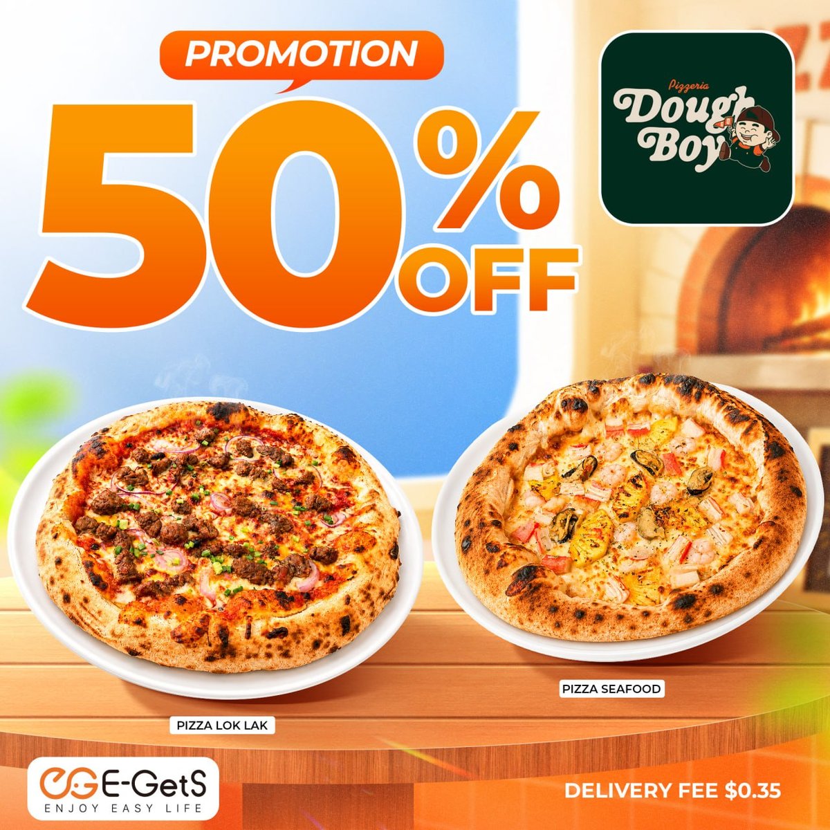 Dough Boy Pizza全场5折优惠 新用户注册送$5