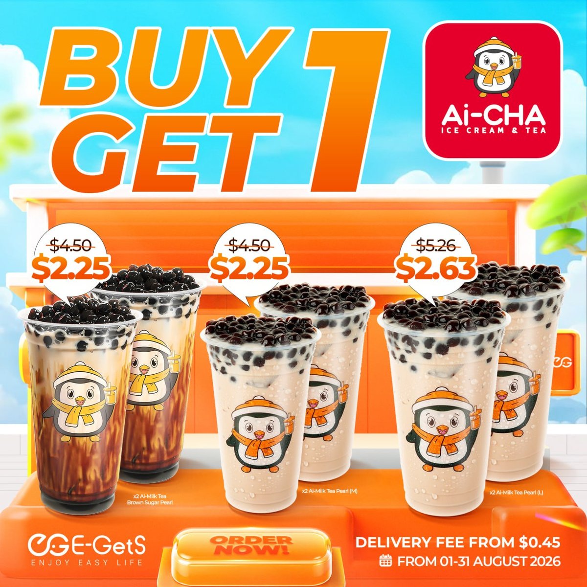 Ai-CHA茶饮买一送一 8月全月有效 简单点新用户送$5