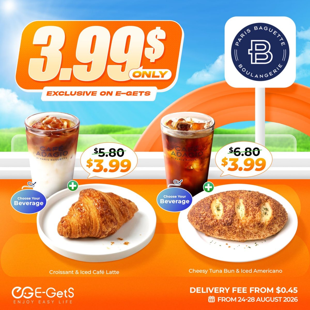 大象外卖Paris Baguette套餐特惠 $3.99起